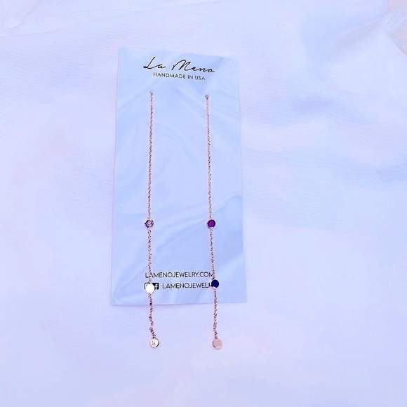 NWT La Meno Beautiful Rose Gold Dangle Earrings NWT - Picture 11 of 13